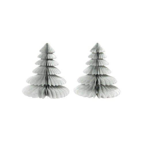 Set of 2 honeycomb paper Christmas trees - Table Deco - Let's Party - Silver x1