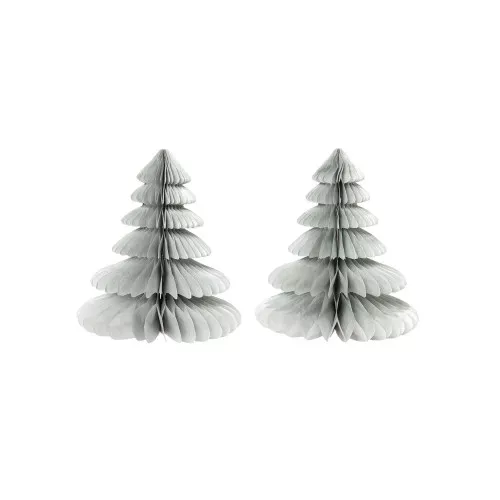 Set of 2 honeycomb paper Christmas trees - Table Deco - Let's Party - Silver x1