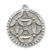 Double-face pendant 28mm Old silver tone x1