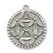 Double-face pendant 28mm Old silver tone x1