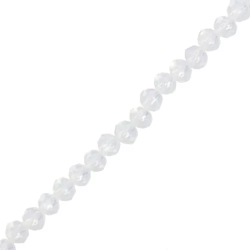 Round flattened faceted beads 4x3 mm White Quartz gemstone x39cm