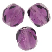 Fire Polished faceted round beads 6mm Amethyst  x25