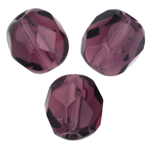 Fire Polished faceted round beads 6mm Amethyst x25