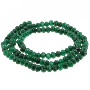 Faceted flat round beads 4x3 mm tinted Quartz - Green x34cm