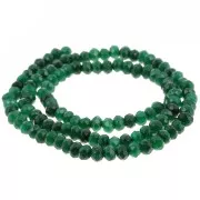 Flattened round faceted 4.5x3 mm colored gemstone - Green Quartz x35 cm