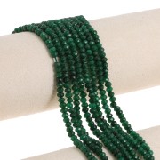 Flattened round faceted 4.5x3 mm colored gemstone - Green Quartz x35 cm