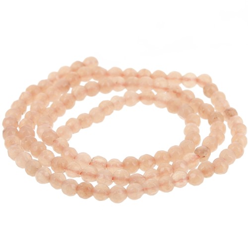 Faceted flat round beads 4x3 mm tinted Quartz - Light Orange x35cm