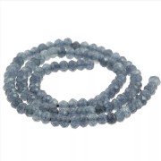 Flattened round faceted 4x3 mm tinted gemstone - Quartz Bleu Marine x35cm