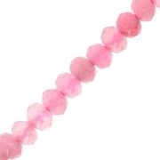 Faceted flat round beads 4x3 mm tinted Quartz - Candy Pink x35cm