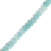 Faceted flat round beads 4x2.5 mm tinted Quartz - Caribbean Blue x38cm