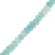 Faceted flat round beads 4x2.5 mm tinted Quartz - Caribbean Blue x38cm