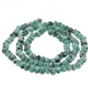 Faceted flat round beads 4x3 mm tinted Quartz - Turquoise Green x35cm