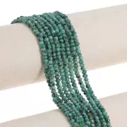 Faceted flat round beads 4x3 mm tinted Quartz - Turquoise Green x35cm