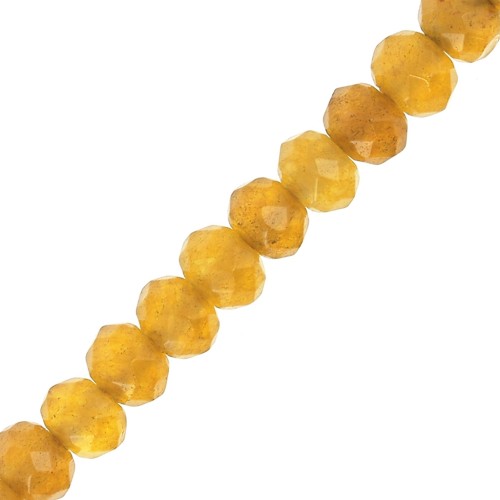 Faceted flat round beads 4x3 mm tinted Quartz - Dark Yellow x35cm