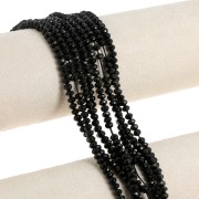 Faceted flat round beads 4x3 mm tinted Quartz - Black x35cm