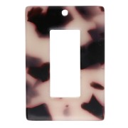 Rectangular Cellulose Acetate Pendant, 32.5 x 22 mm, Beige/Black Tortoiseshell