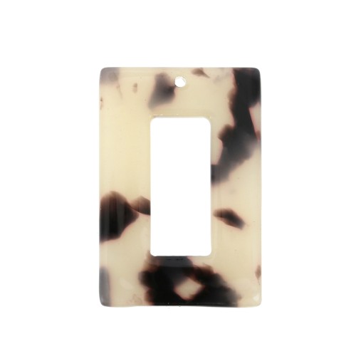 Rectangular pendant in cellulose acetate 32.5x22 Tortoise Shell White/Black x1