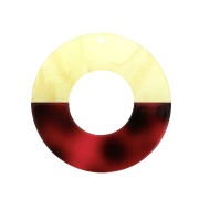 Round two-tone cellulose acetate pendant 45 mm Marbled Yellow/Red x1|raw }}