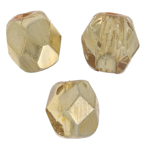 Fire Polished faceted round beads 3mm Crystal Gold Topaz x50