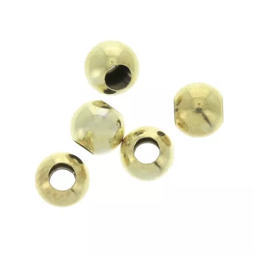 Sterling silver round beads 4 mm gold plated x25