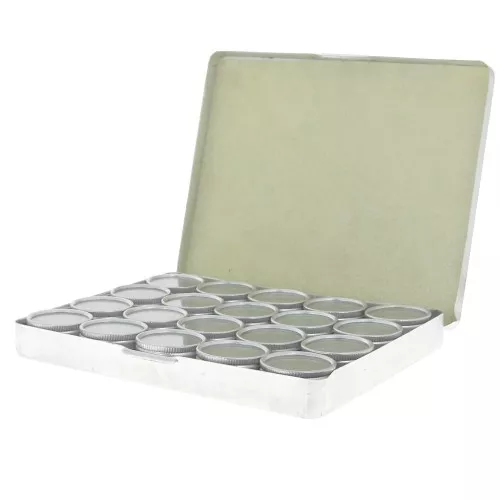 Box of 20 mini round aluminium storage boxes 17x14 cm x1