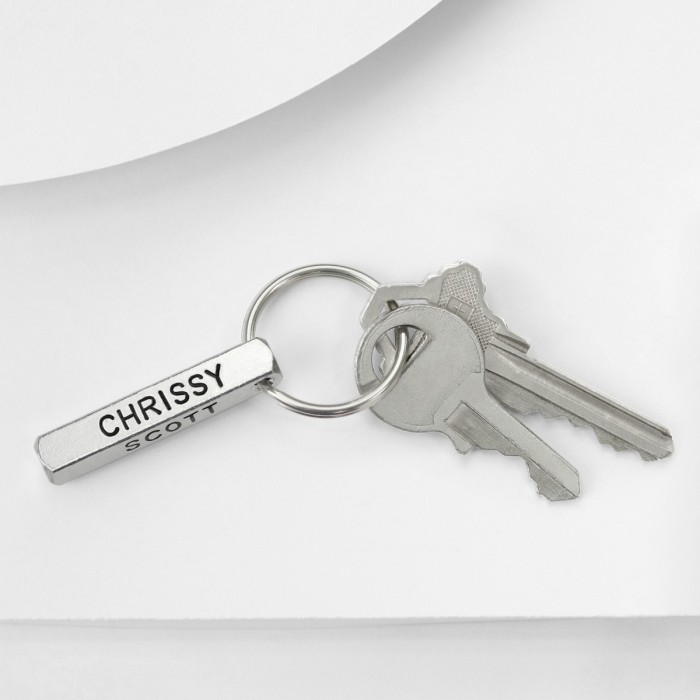 Kit Porte Cles 3d Rectangle Pour Poincons A Frapper 38x6 Mm En Aluminium X1 Perles Co