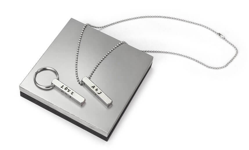 Kit Porte Cles 3d Rectangle Pour Poincons A Frapper 38x6 Mm En Aluminium X1 Perles Co