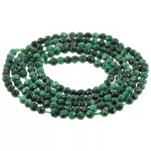 Round faceted beads 2.5 mm - Malachite x39cm