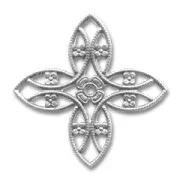 Filigree cross finding 18mm Old silver tone x1