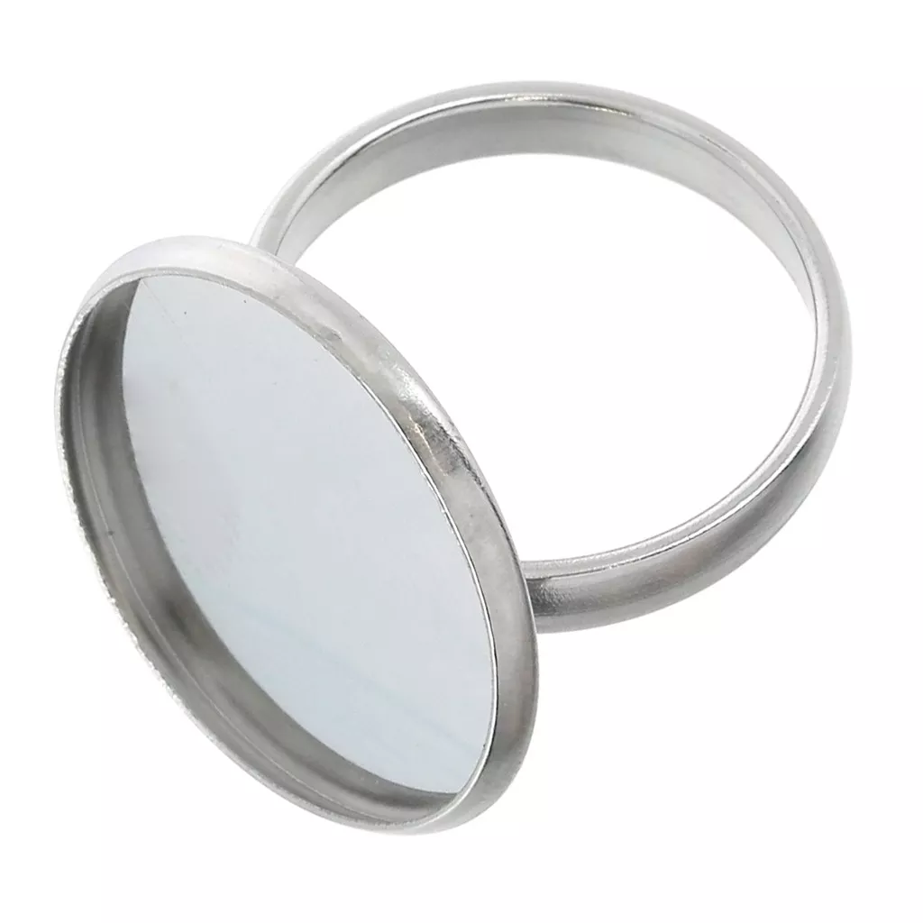 Stainless steel ring with setting for flat back cabochon 20 mm x1