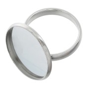 Stainless steel ring with setting for flat back cabochon 20 mm x1