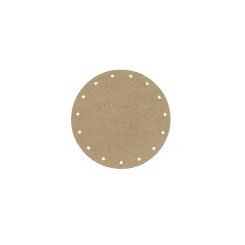 Drilled round base - Wooden fibre 15 holes for weaving basket 10 cm Natural x1