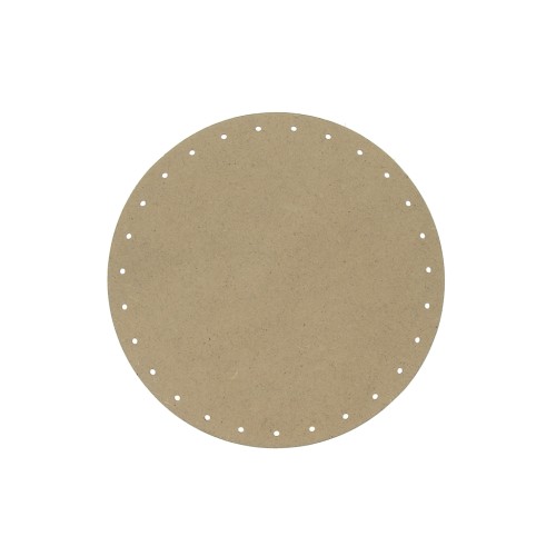 Drilled round base - Wooden fibre 27 holes for weaving basket 20 cm Natural x1