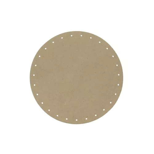 Drilled round base - Wooden fibre 27 holes for weaving basket 20 cm Natural x1