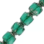 Antique Fire Polished faceted beads  6mm Emerald Silver  x20