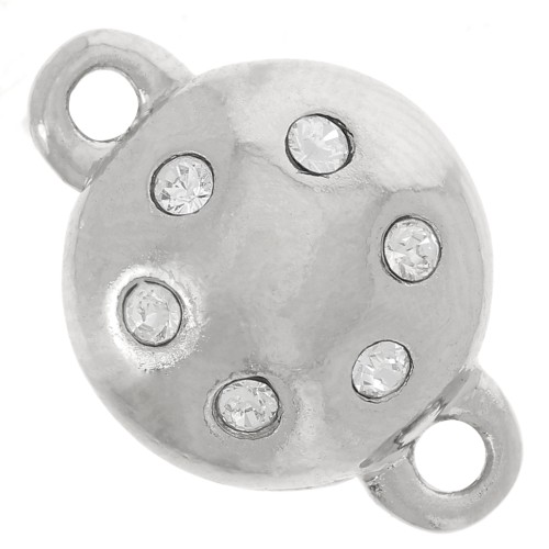 Magnetic clasp 11mm Rhodium Crystal strass