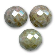 Fire Polished faceted round beads 14mm Marbled Green/Grey x4|raw }}