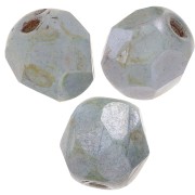 Fire Polished faceted round beads 6mm Marbled Green/Grey x25
