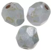 Fire Polished faceted round beads 6mm Marbled Green/Grey x25