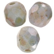 Fire Polished faceted round beads 4mm Chalk White Blue Luster x50|raw }}