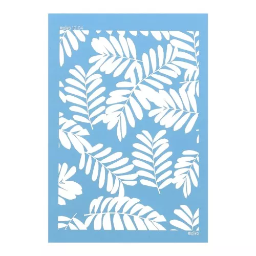 Silk Screen Moiko for polymer clay 74x105 mm Large Acacia Leaves Pattern12.04 x1