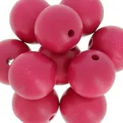 Wooden round bead 20mm Fuchsia x5