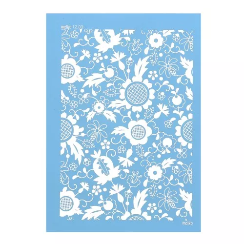 Silk Screen Moiko for polymer clay 74x105 mm Flowers Pattern 12.03 x1