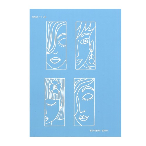 Silk Screen Moiko for polymer clay 74x105 mm Faces Pattern 1 Nevenka Sabo 11.28 x1