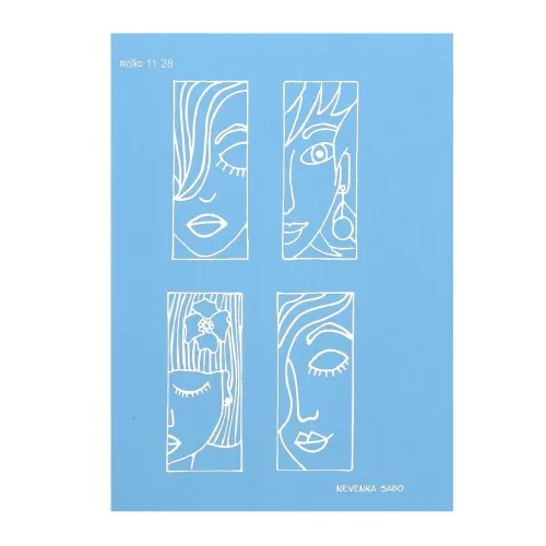 Silk Screen Moiko for polymer clay 74x105 mm Faces Pattern 1 Nevenka Sabo 11.28 x1