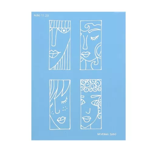 Silk Screen Moiko for polymer clay 74x105 mm Faces Pattern 2 Nevenka Sabo 11.29 x1