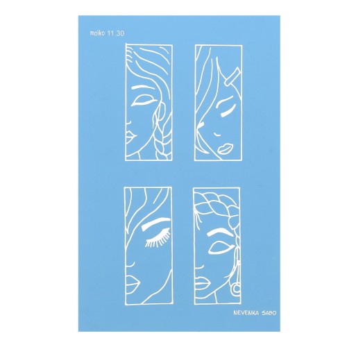 Silk Screen Moiko for polymer clay 74x105 mm Faces Pattern 3 Nevenka Sabo 11.30 x1