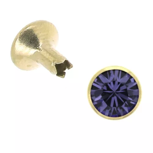 PureCrystal Rivet 53001 7 mm Tanzanite/Gold Tone x1