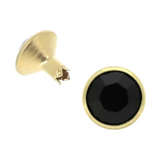 PureCrystal Rivet 53005 8 mm Jet/Gold Tone x1