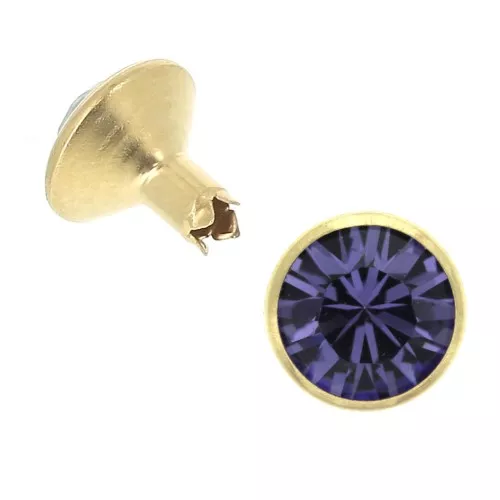 PureCrystal Rivet 53005 8 mm Tanzanite/Gold Tone x1